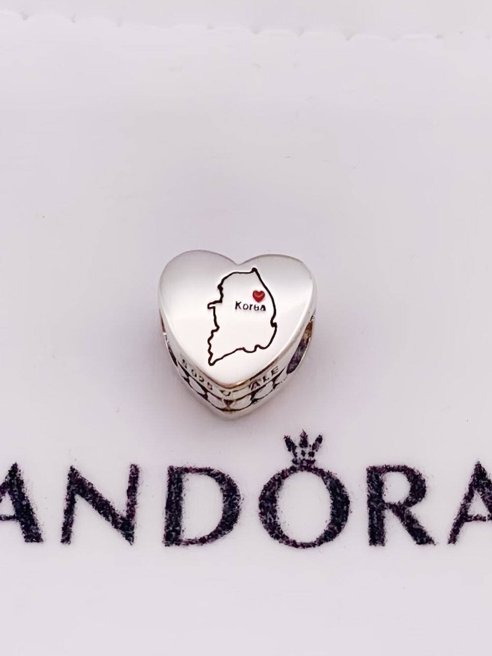 Pandora KOREA Map Charm Heart Bead Charm S925 Silver